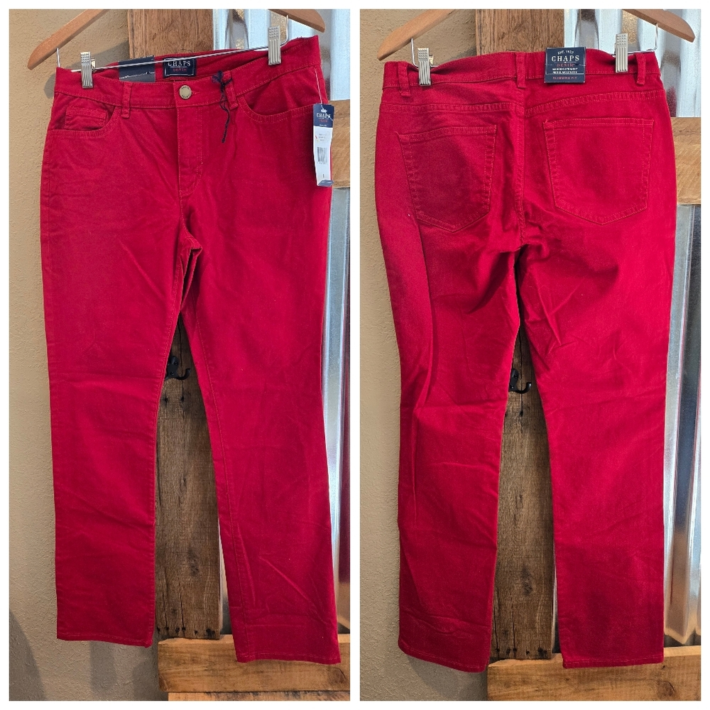New Wagon Red Straight Jeans Sz 8 Chaps Slimming Fit